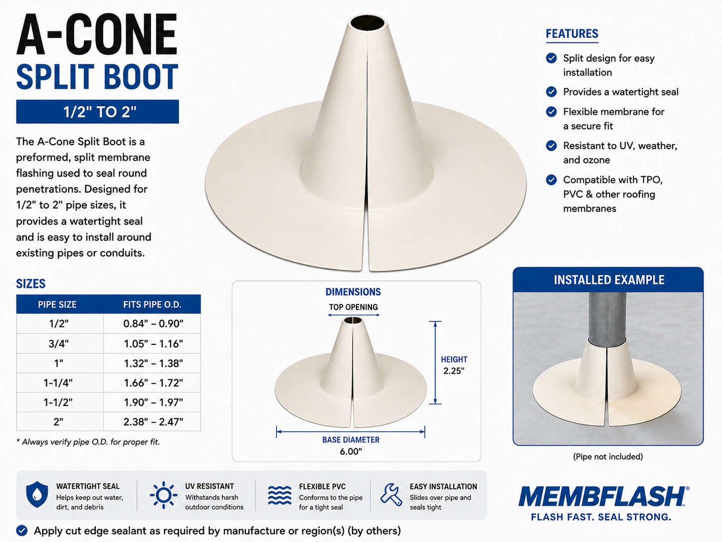 A-Cone Split Boot drawing