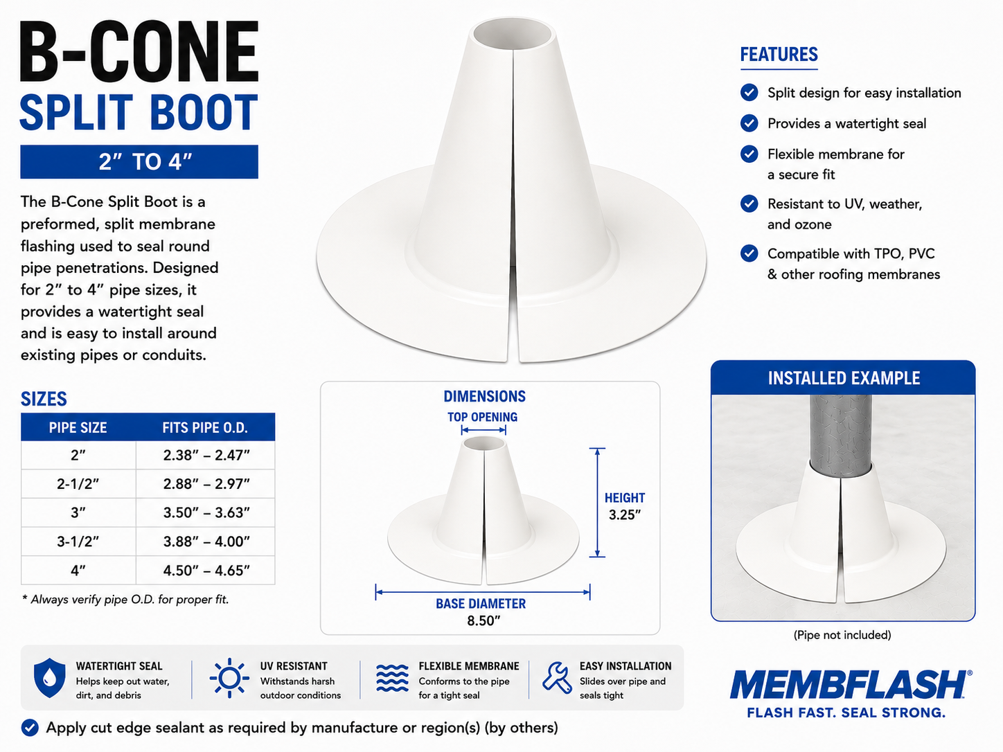 B-Cone Split Boot drawing