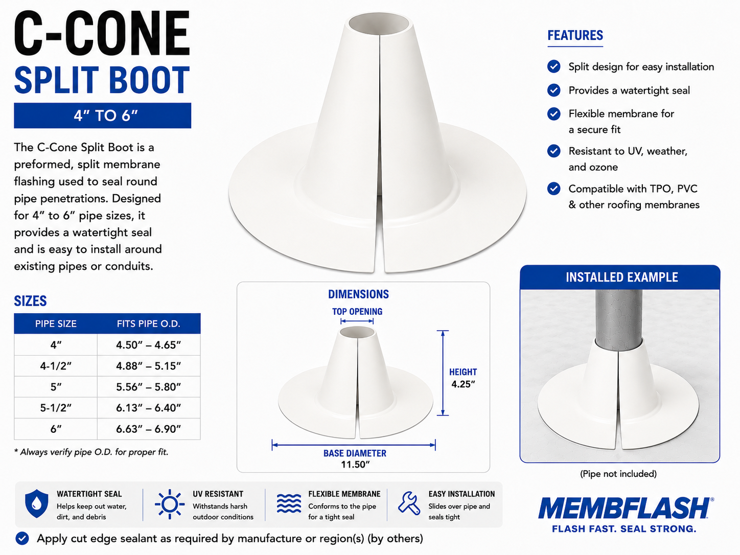 C-Cone Split Boot drawing